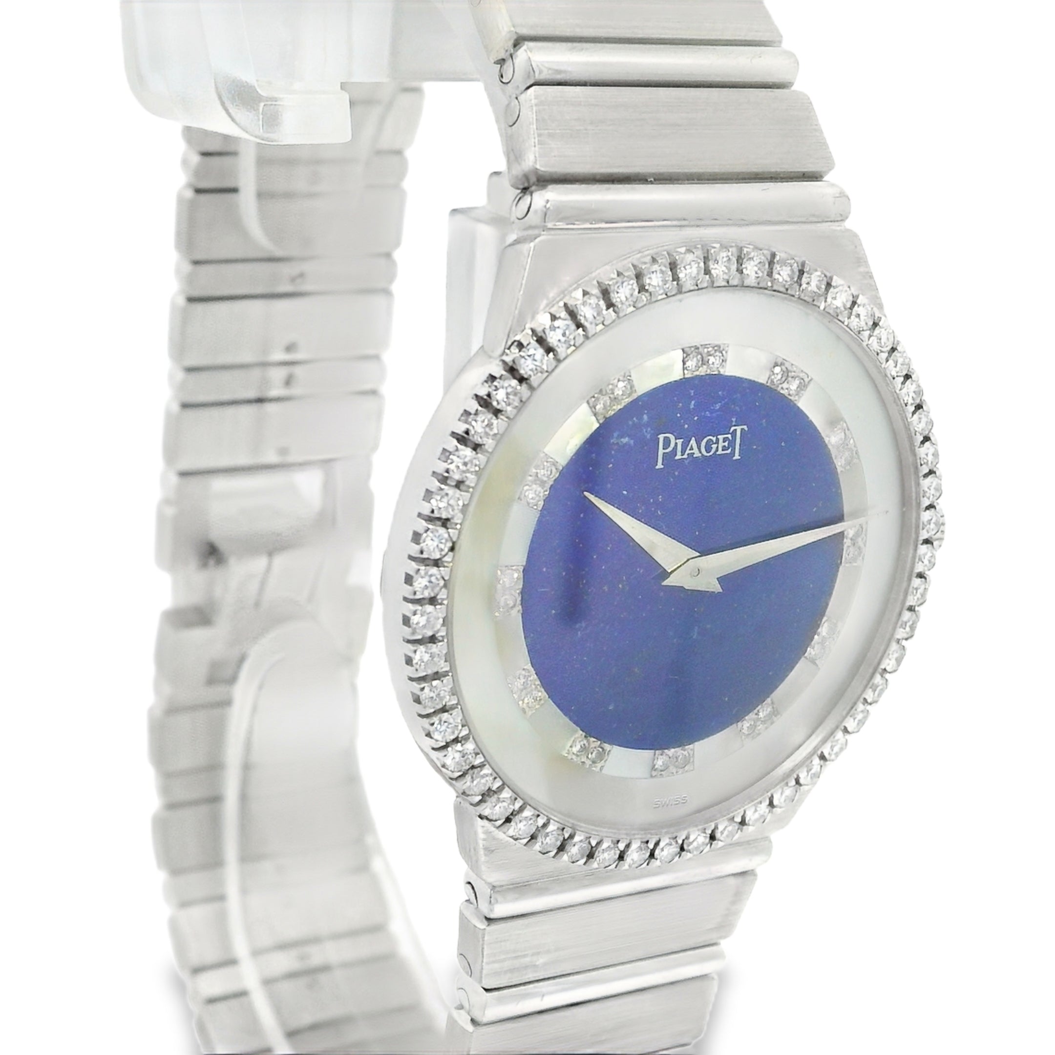 Piaget 18k White Gold Lapis & Mother of Pearl Diamond Dial Watch
