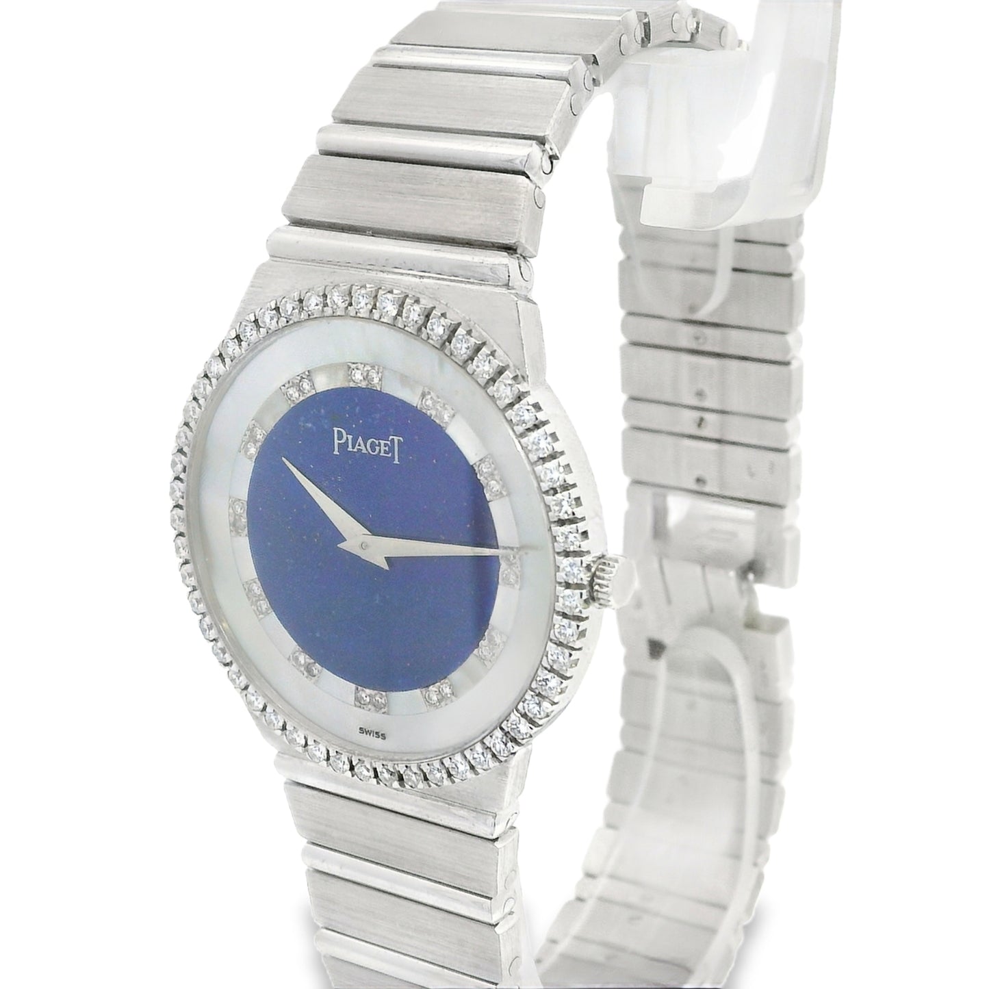 Piaget 18k White Gold Lapis & Mother of Pearl Diamond Dial Watch