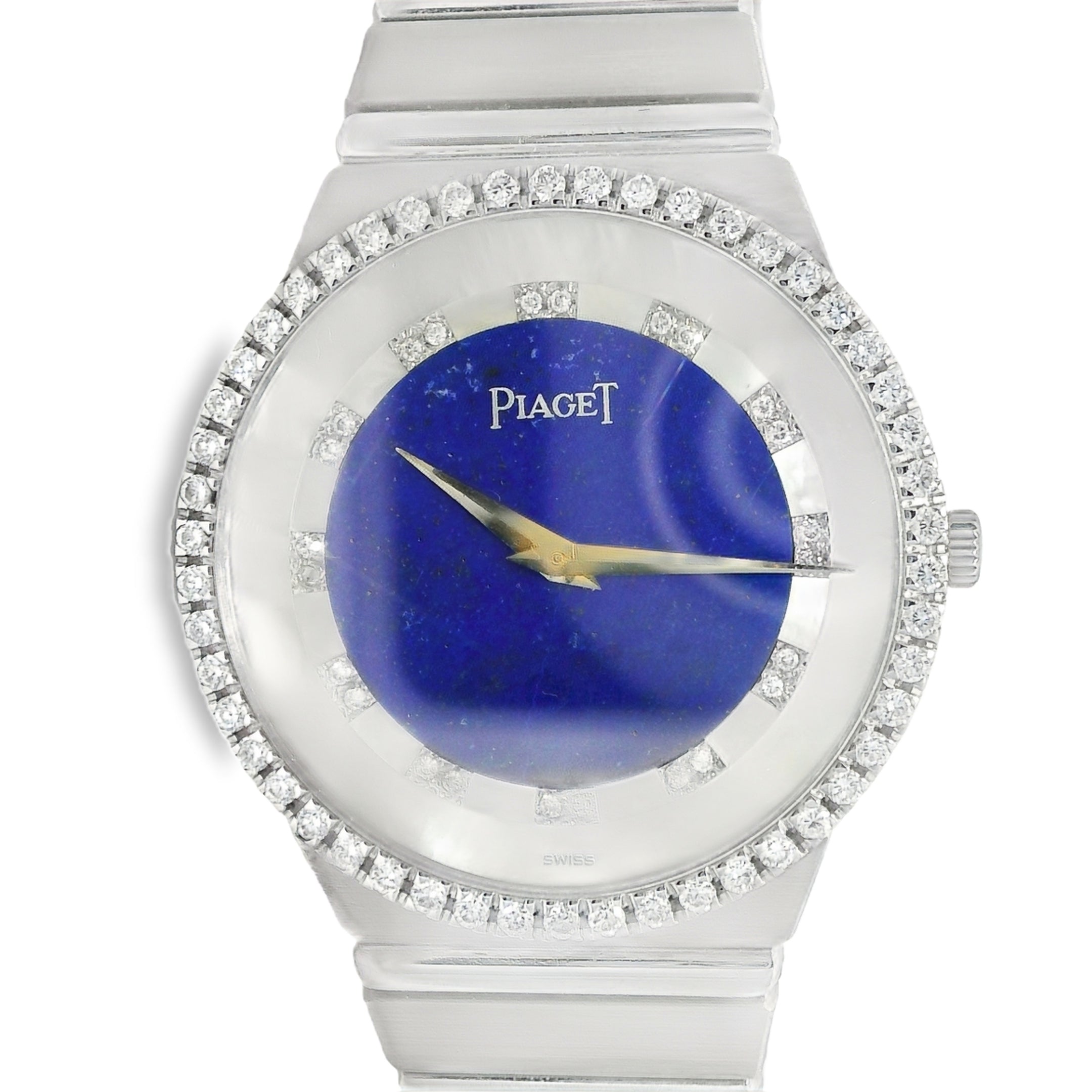 Piaget 18k White Gold Lapis & Mother of Pearl Diamond Dial Watch