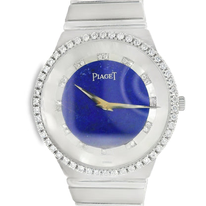 Piaget 18k White Gold Lapis & Mother of Pearl Diamond Dial Watch