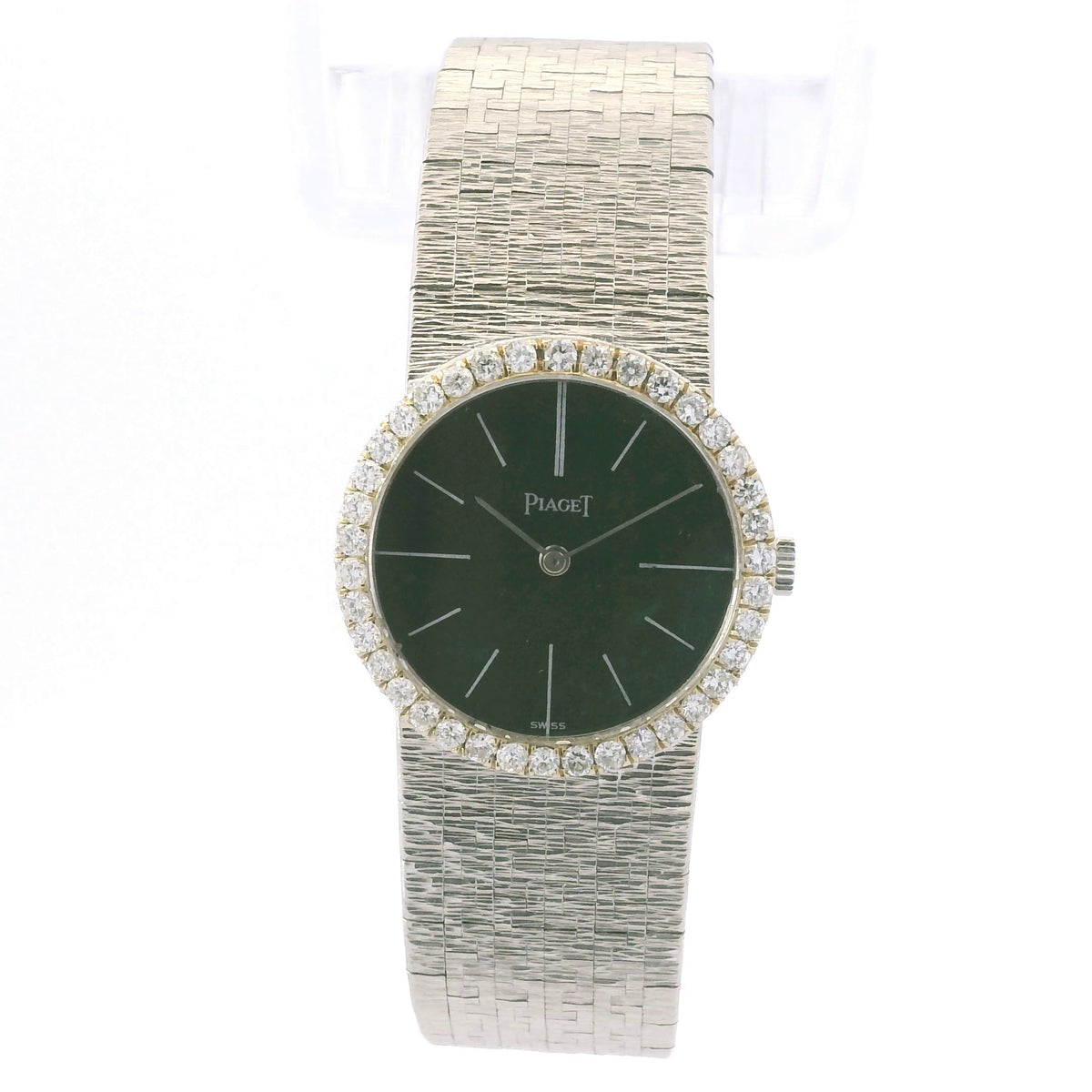 Piaget 18k White Gold Jade Green Dial & Diamond Bezel Watch