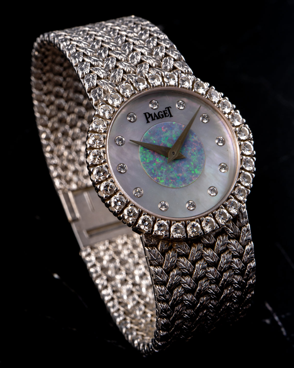 Piaget 18k White Gold Opal Pearl, Diamond Dial & Bezel Watch — product photo 3