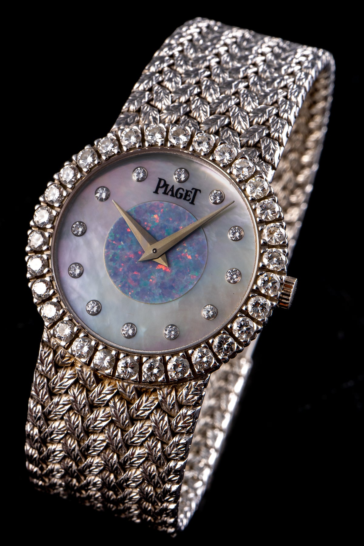 Piaget 18k White Gold Opal Pearl, Diamond Dial & Bezel Watch