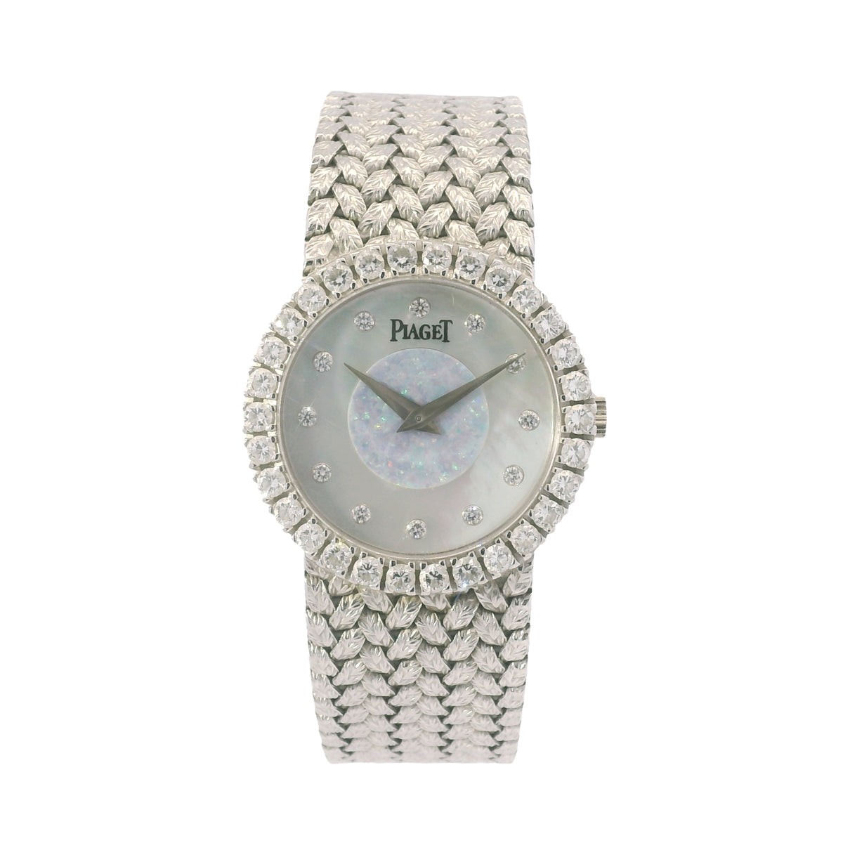 Piaget 18k White Gold Opal Pearl, Diamond Dial & Bezel Watch — product photo 4