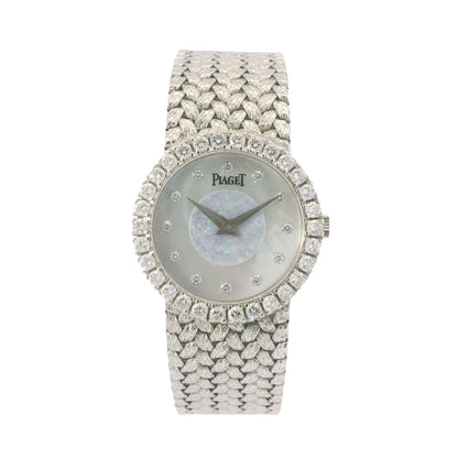 Piaget 18k White Gold Opal Pearl, Diamond Dial & Bezel Watch