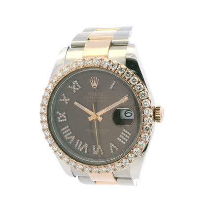 Rolex 126331 Datejust 18k Rose Gold & Stainless Steel Chocolate Diamond Bezel Watch