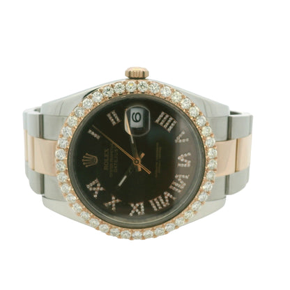 Rolex 126331 Datejust 18k Rose Gold & Stainless Steel Chocolate Diamond Bezel Watch
