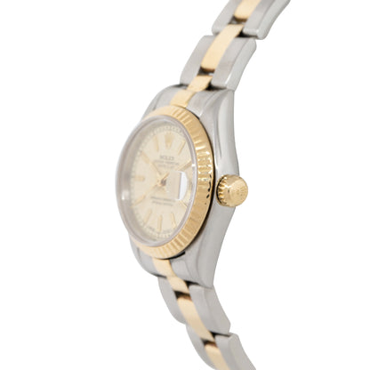 Rolex 69173 Datejust 18k Yellow Gold and Steel "Rolex" Pyramid Dial Ladies Watch