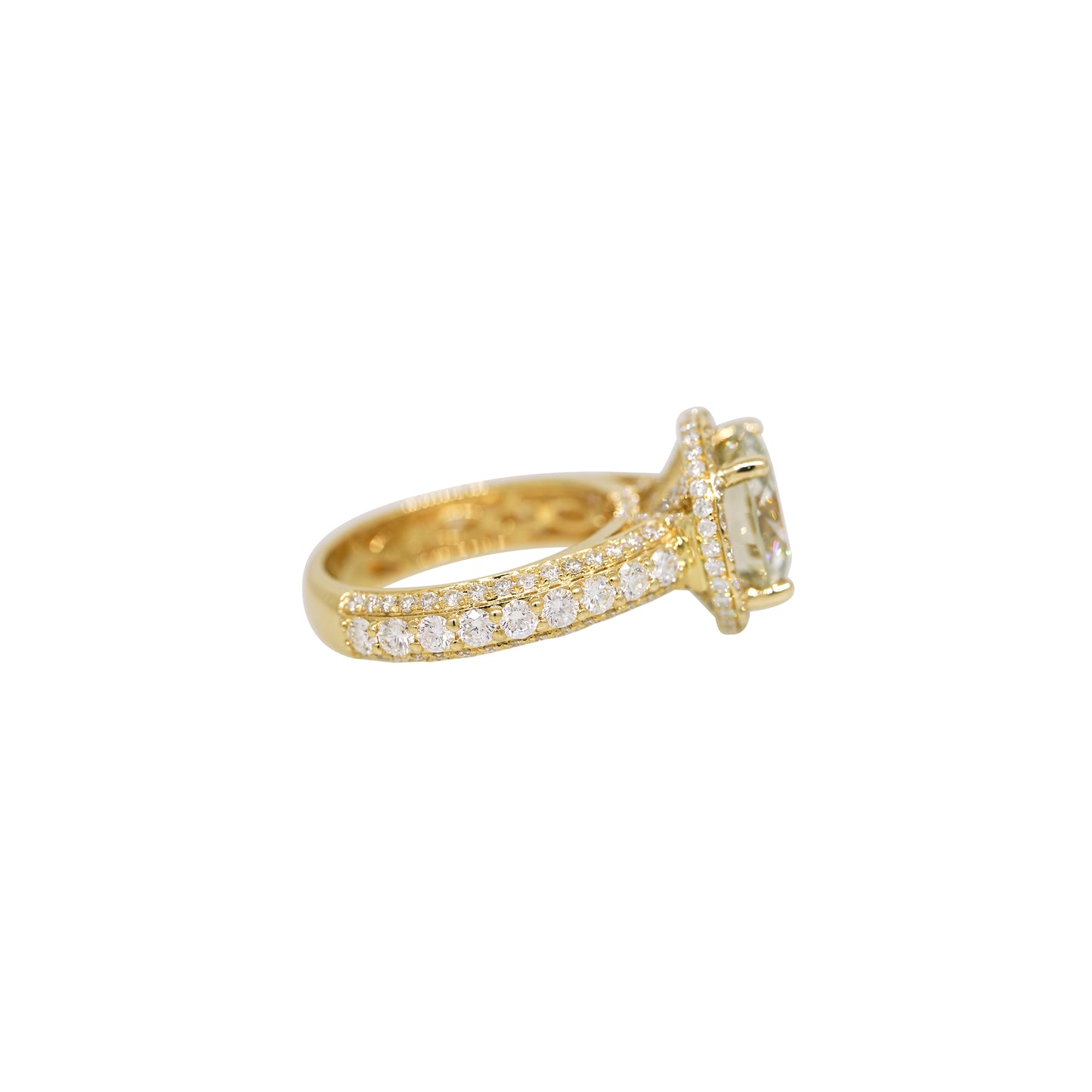 GIA 18k Yellow Gold Natural 4.01 Carat Round Brilliant Diamond Engagement Ring