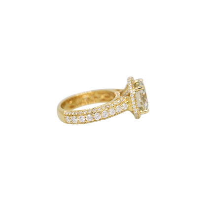 GIA 18k Yellow Gold Natural 4.01 Carat Round Brilliant Diamond Engagement Ring