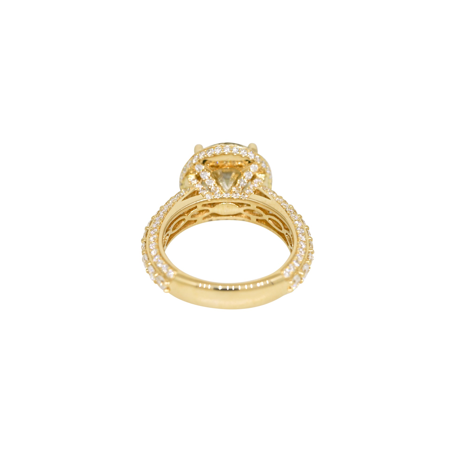 GIA 18k Yellow Gold Natural 4.01 Carat Round Brilliant Diamond Engagement Ring