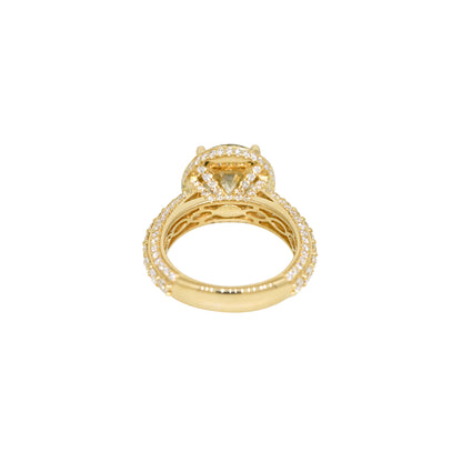 GIA 18k Yellow Gold Natural 4.01 Carat Round Brilliant Diamond Engagement Ring