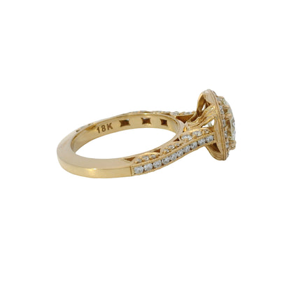 GIA 18k Rose Gold Natural 1.63 Carat Round Brilliant Cut Diamond Halo Engagement Ring