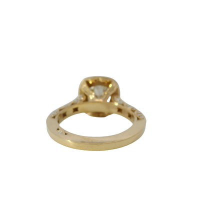 GIA 18k Rose Gold Natural 1.63 Carat Round Brilliant Cut Diamond Halo Engagement Ring