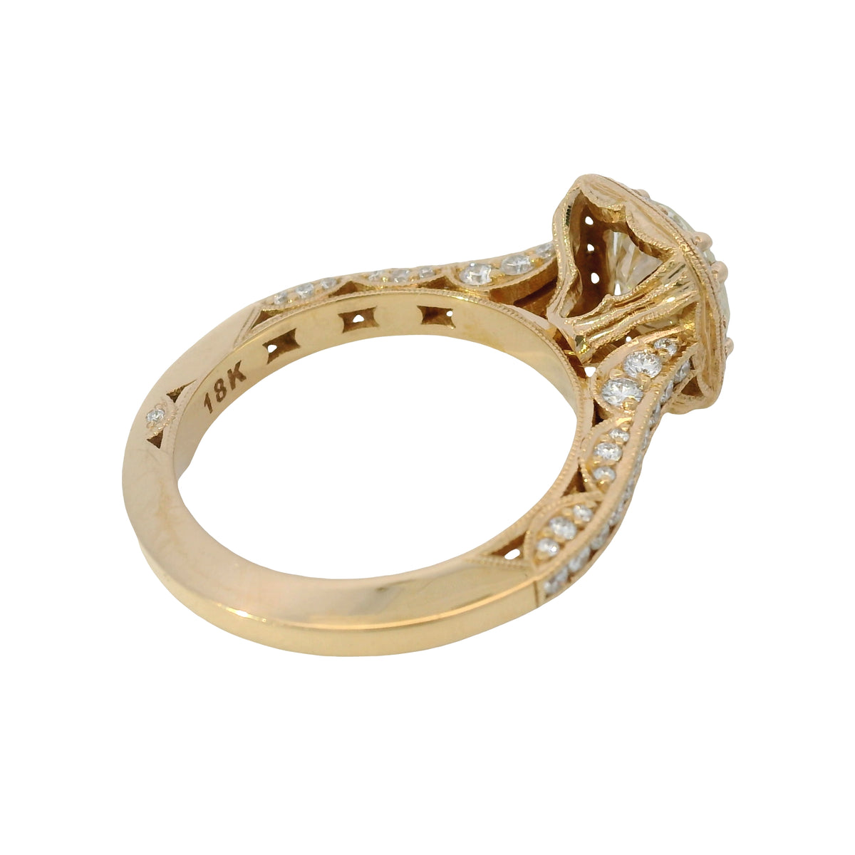 GIA 18k Rose Gold Natural 1.63 Carat Round Brilliant Cut Diamond Halo Engagement Ring