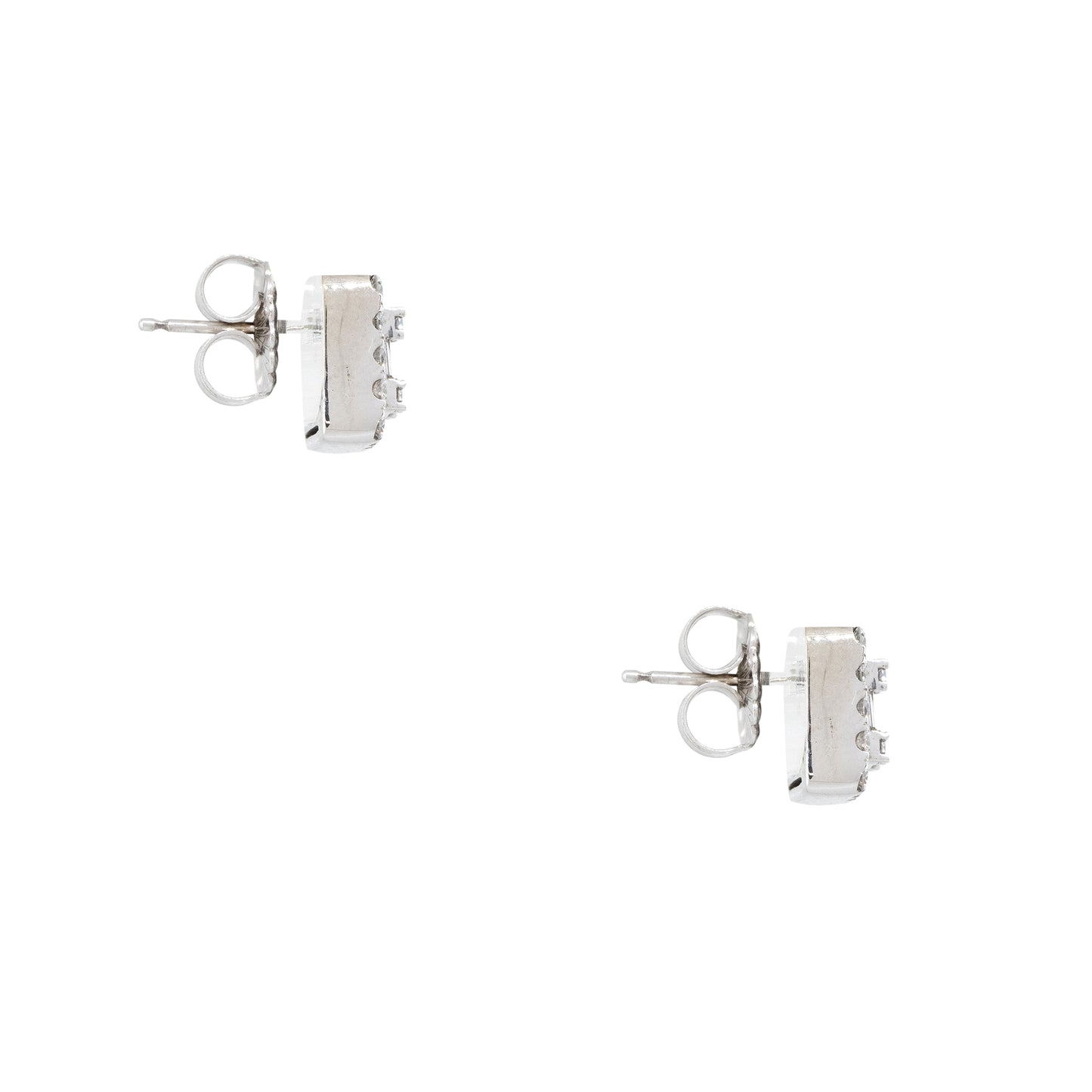 14k White Gold 0.74ctw Round Brilliant & Baguette Cut Diamond Mosaic Square Earrings