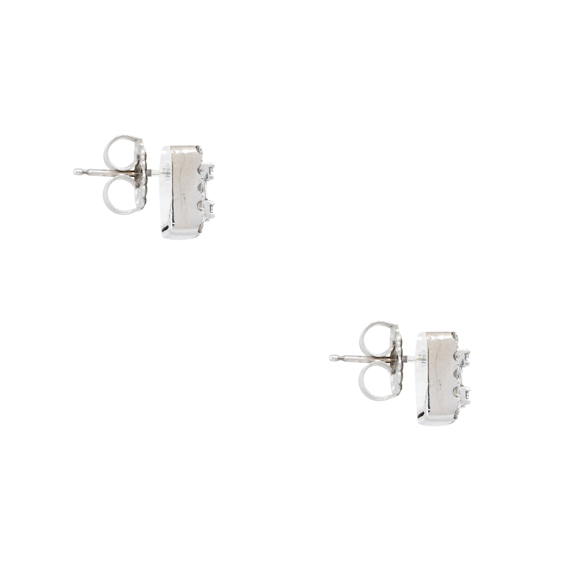 14k White Gold 0.74ctw Round Brilliant & Baguette Cut Diamond Mosaic Square Earrings