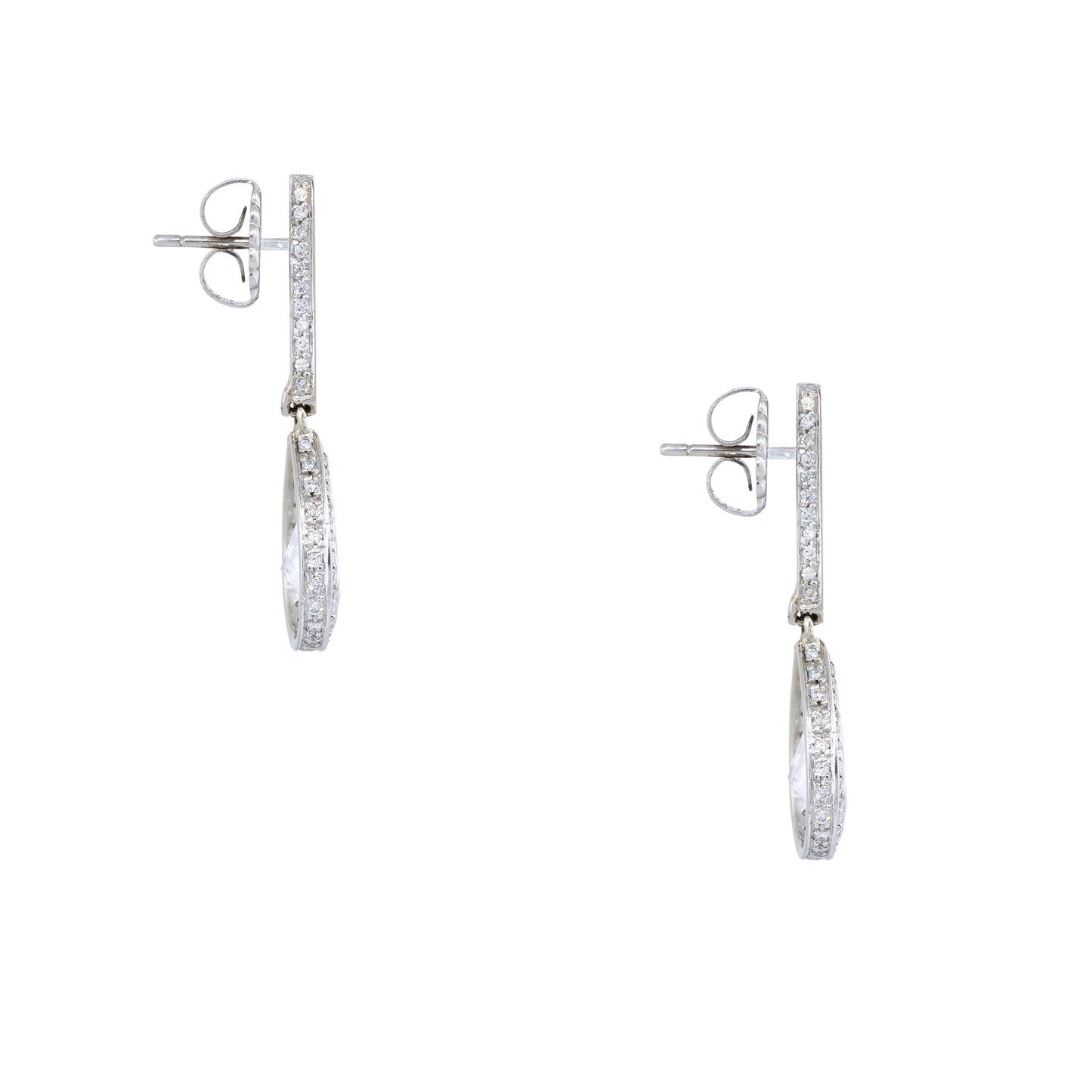 18k White Gold 4.76ctw Pear Shape Halo Drop Earrings