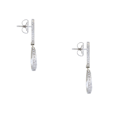 18k White Gold 4.76ctw Pear Shape Halo Drop Earrings