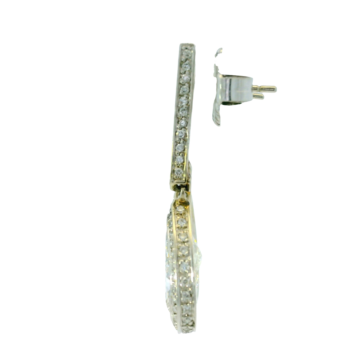 18k White Gold 4.76ctw Pear Shape Halo Drop Earrings