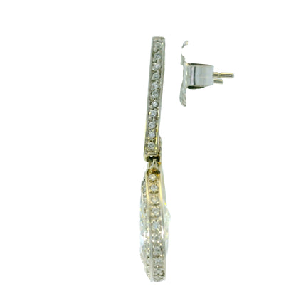 18k White Gold 4.76ctw Pear Shape Halo Drop Earrings