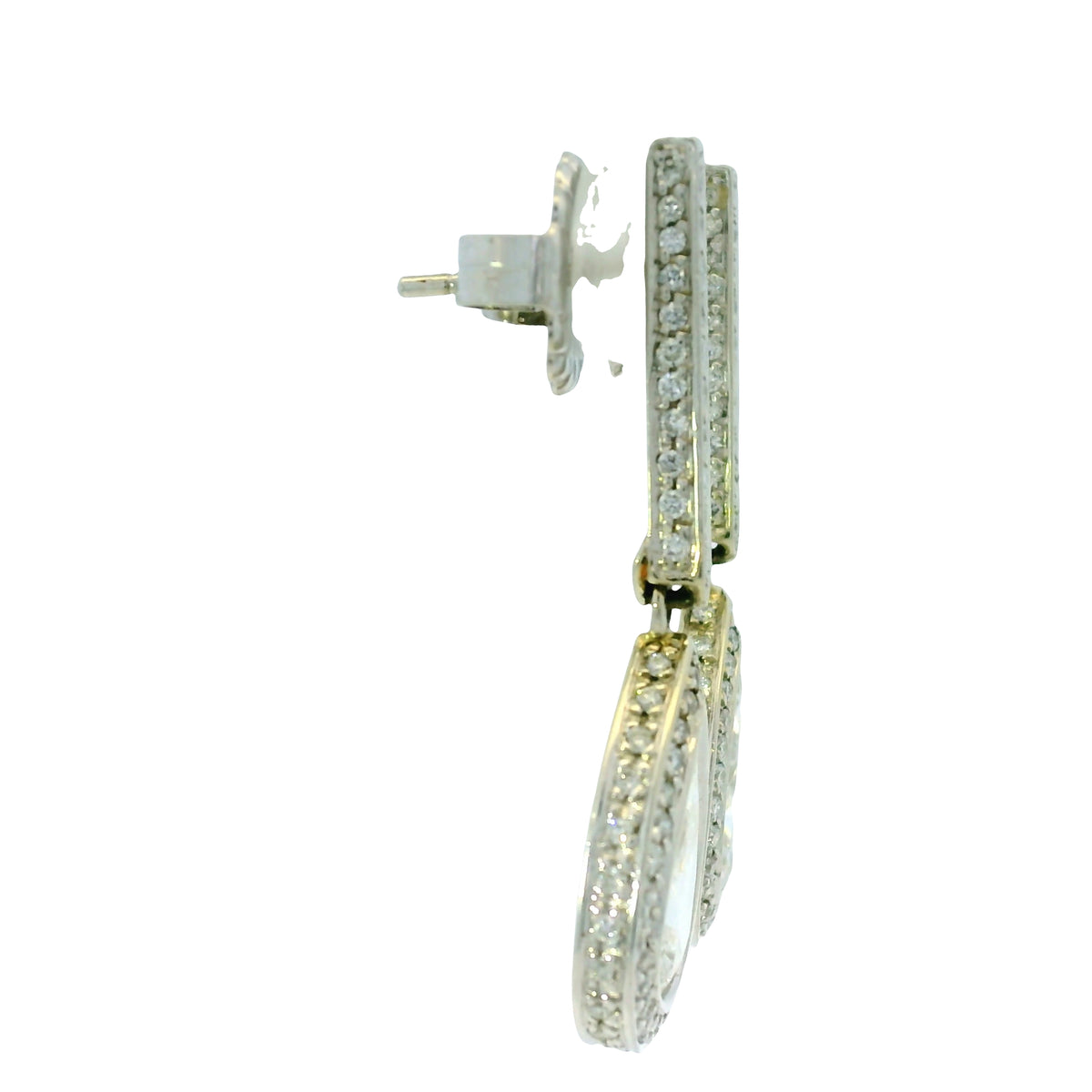 18k White Gold 4.76ctw Pear Shape Halo Drop Earrings