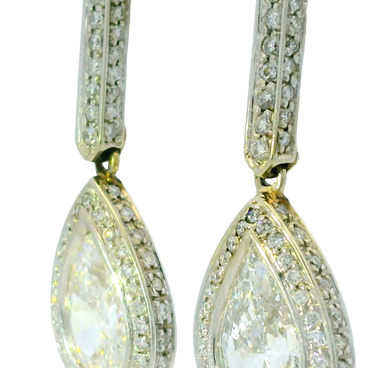 18k White Gold 4.76ctw Pear Shape Halo Drop Earrings