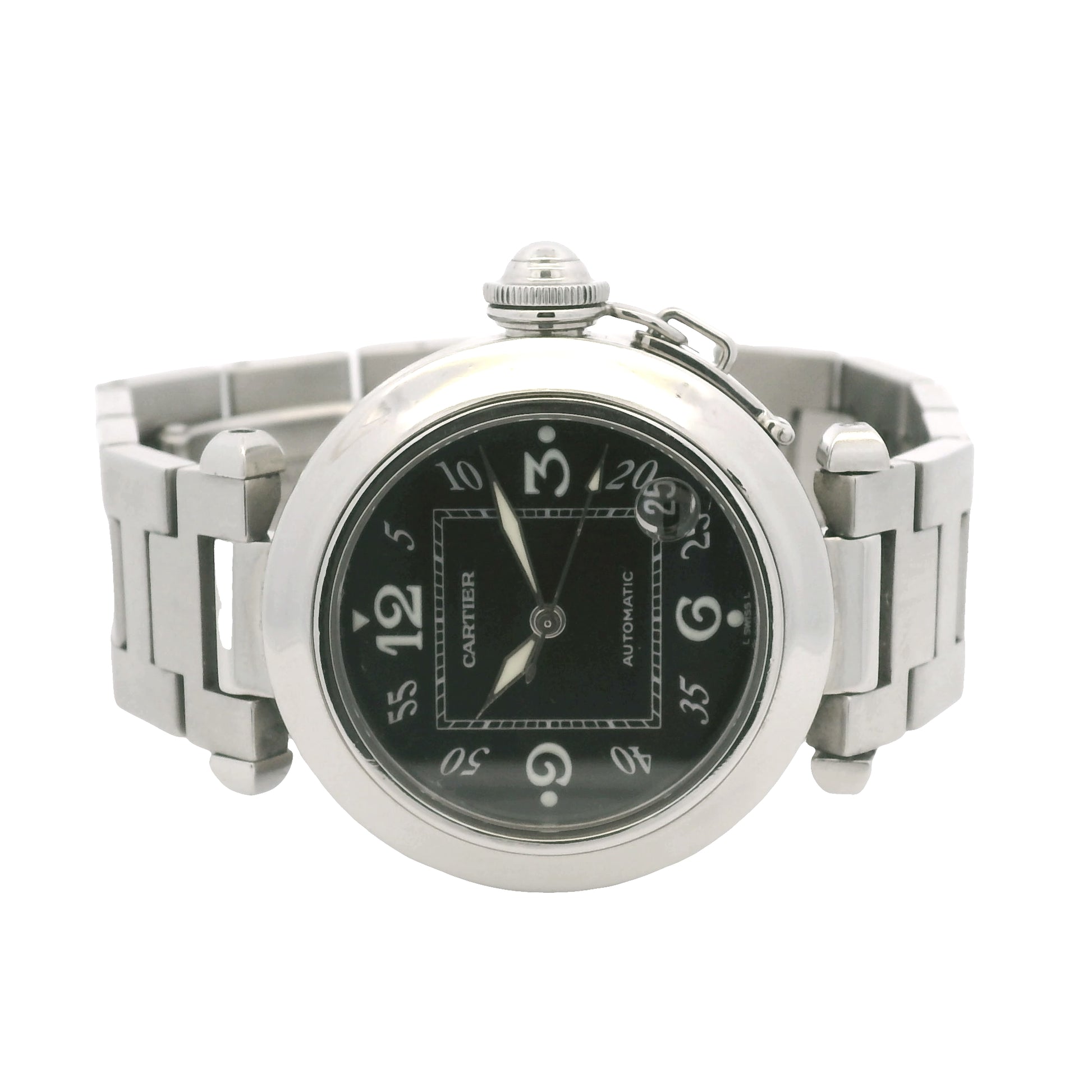 Cartier Pasha Stainless Steel Black Dial 35mm Watch