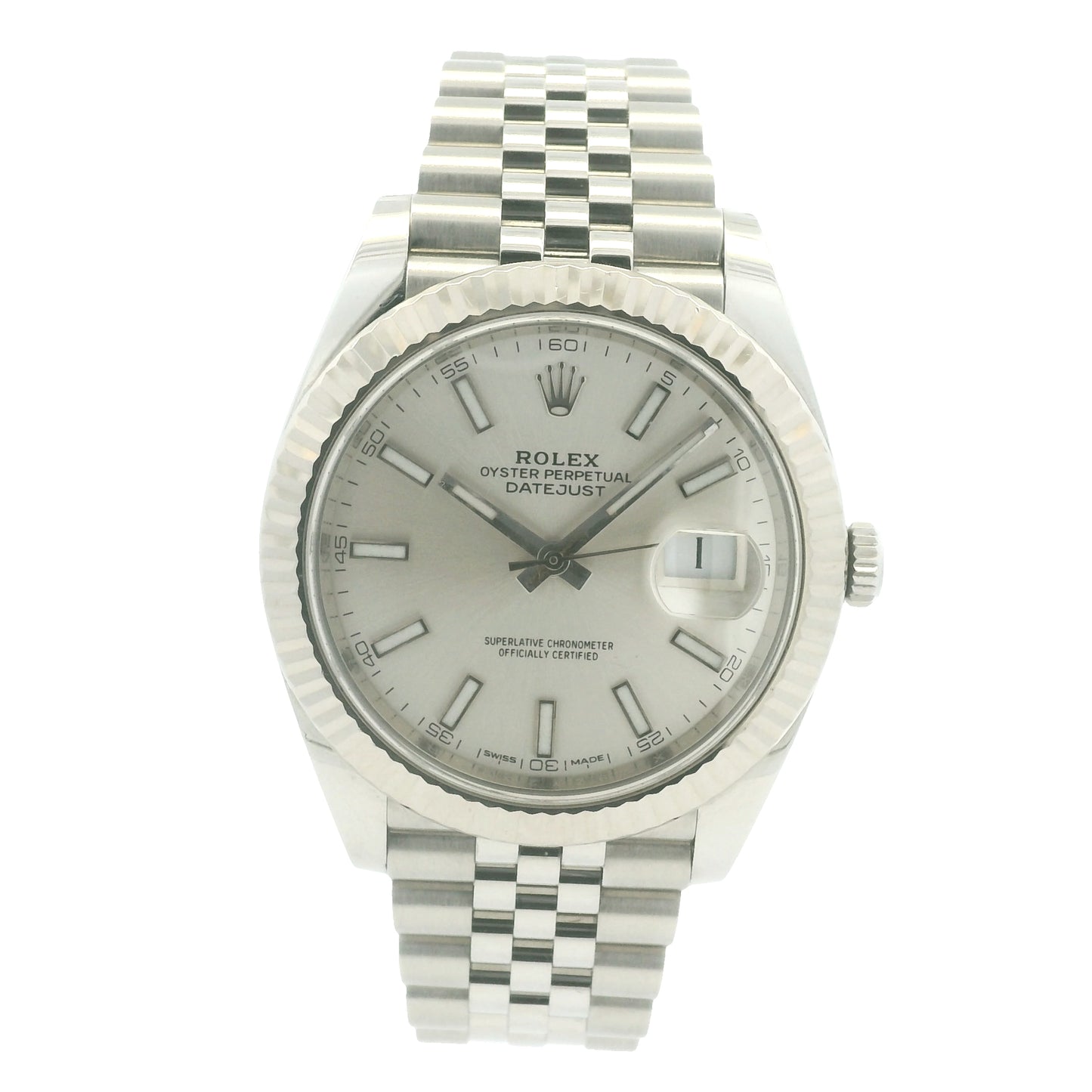 Rolex 126334 Datejust Stainless Steel Silver Stick Dial 41mm Watch