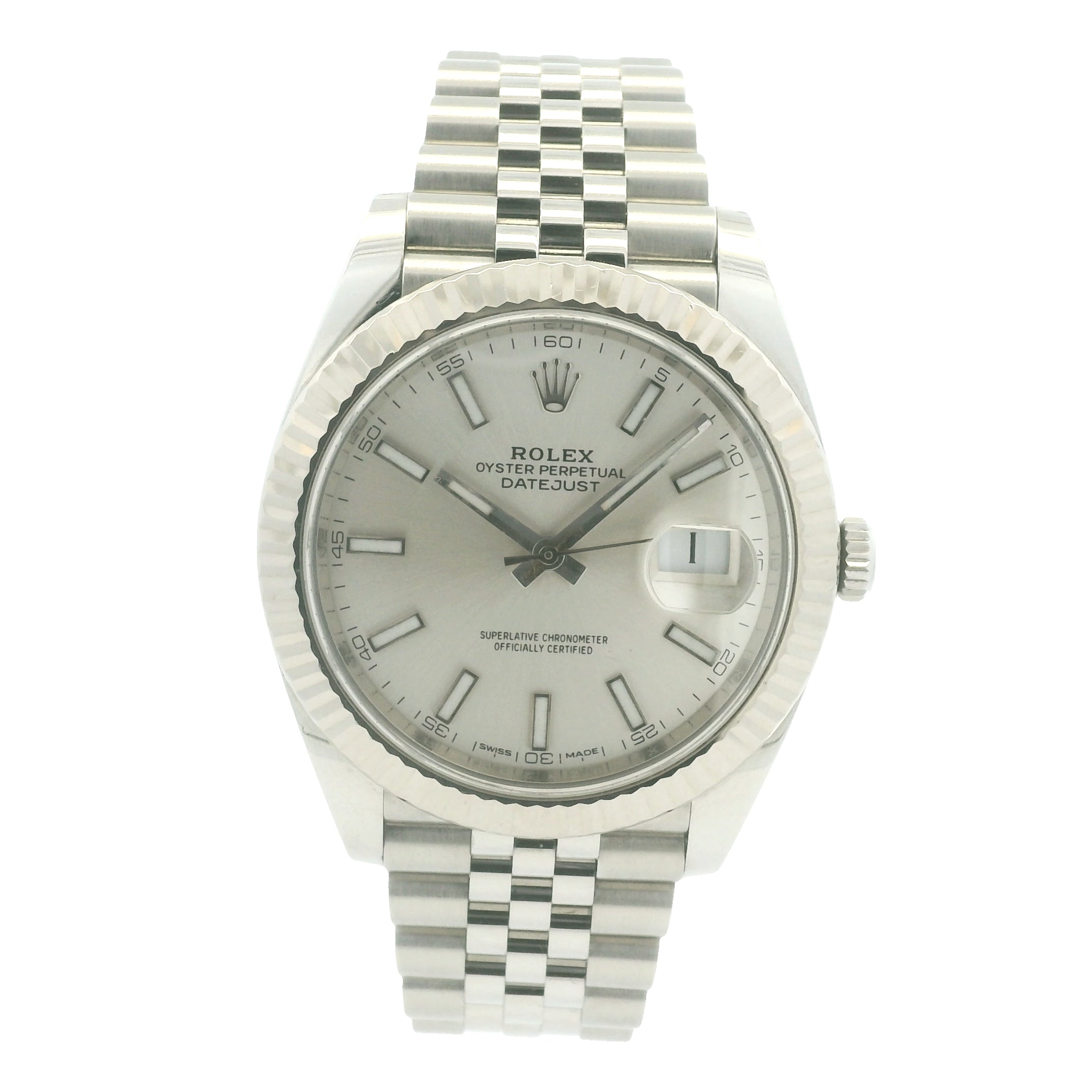 Rolex 126334 Datejust Stainless Steel Silver Stick Dial 41mm Watch