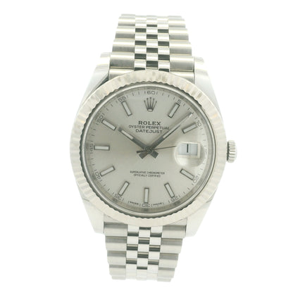 Rolex 126334 Datejust Stainless Steel Silver Stick Dial 41mm Watch