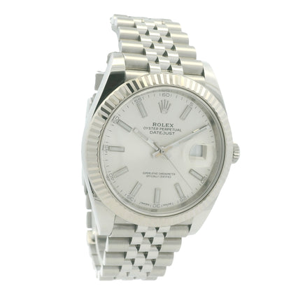 Rolex 126334 Datejust Stainless Steel Silver Stick Dial 41mm Watch