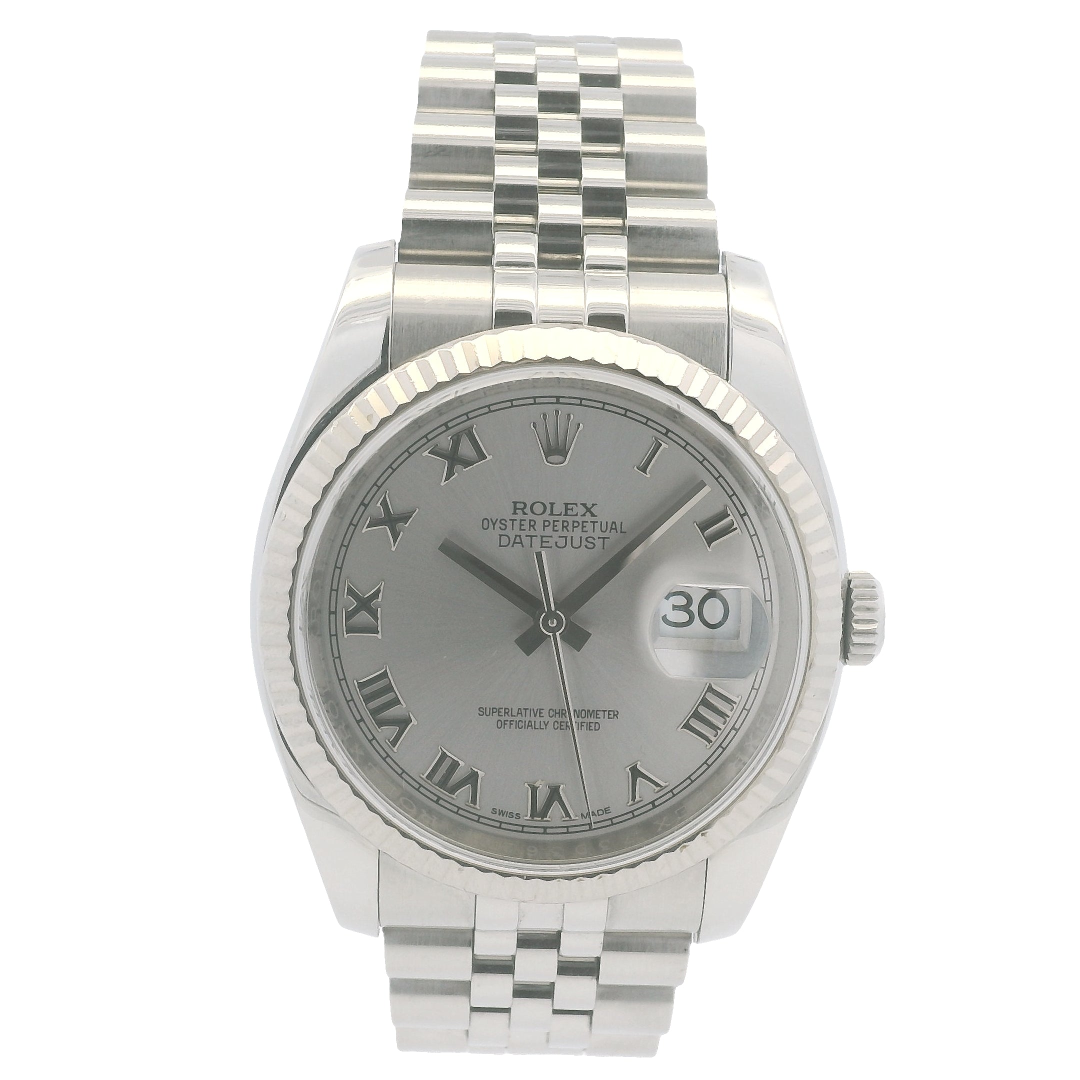 Rolex 116234 Datejust Stainless Steel Silver Roman Numeral Dial 36mm Watch