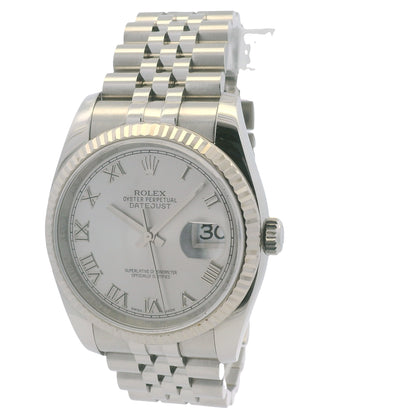 Rolex 116234 Datejust Stainless Steel Silver Roman Numeral Dial 36mm Watch