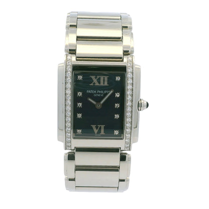 Patek Philippe 4910/10A Twenty-4 Stainless Steel Diamond Bezel Blue Diamond Dial Watch