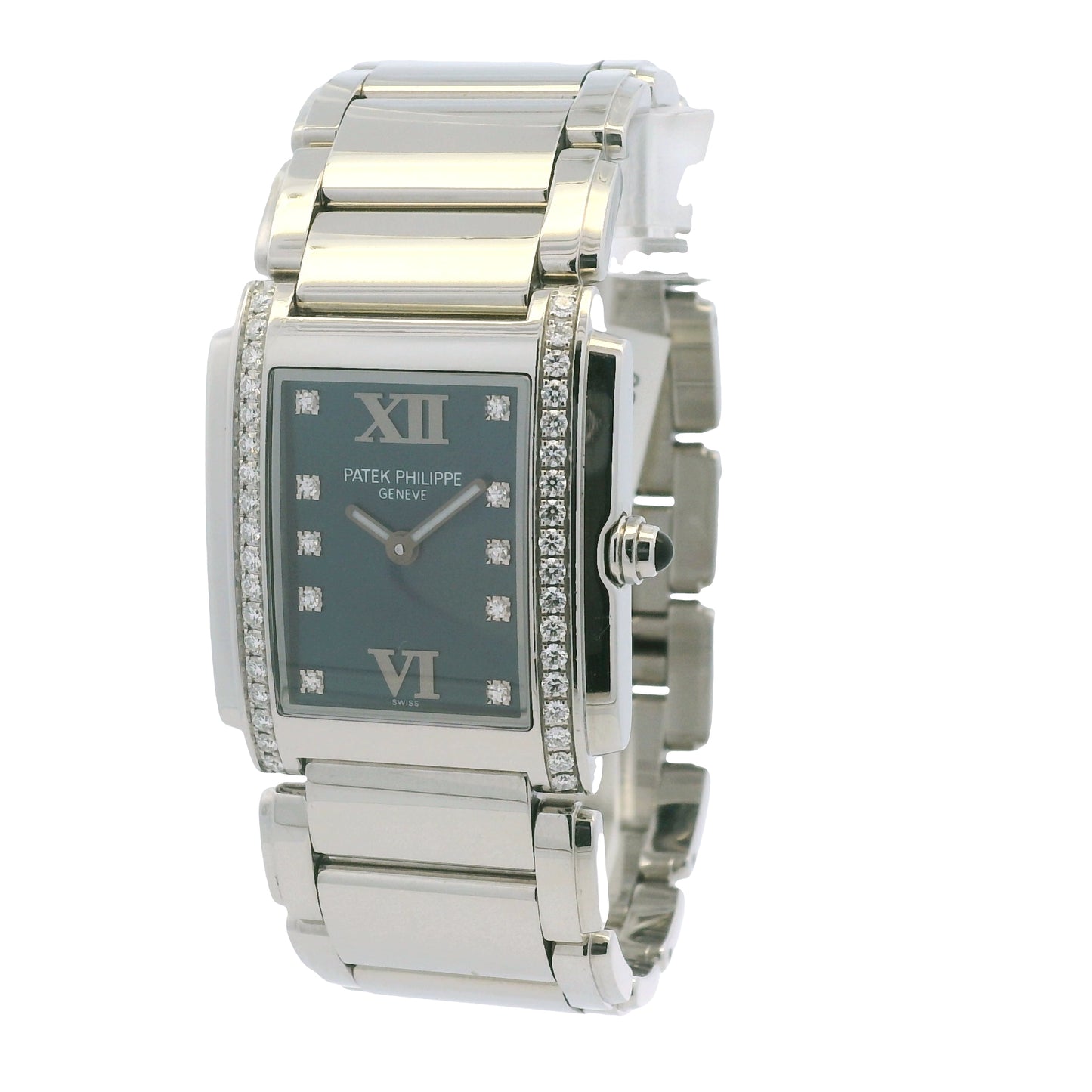 Patek Philippe 4910/10A Twenty-4 Stainless Steel Diamond Bezel Blue Diamond Dial Watch