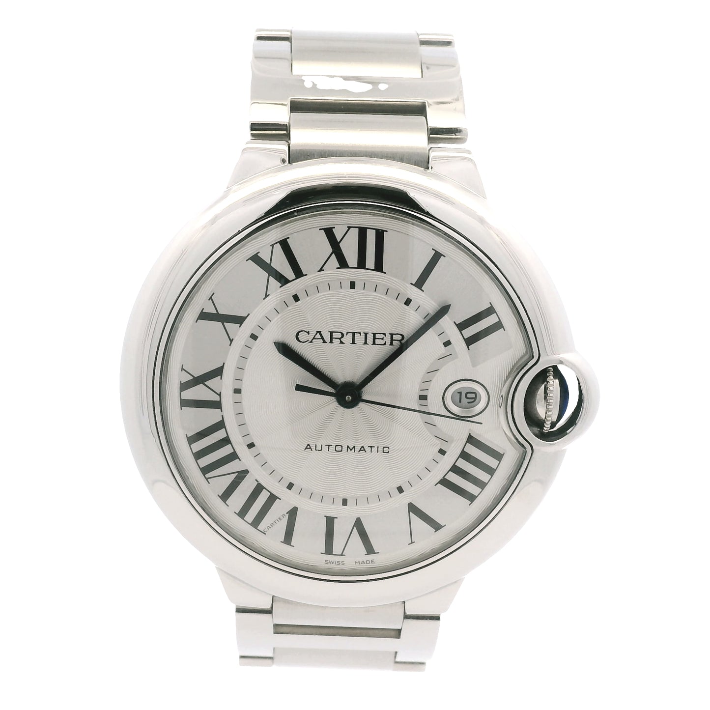 Cartier Ballon Bleu 42mm Silver Roman Dial Watch