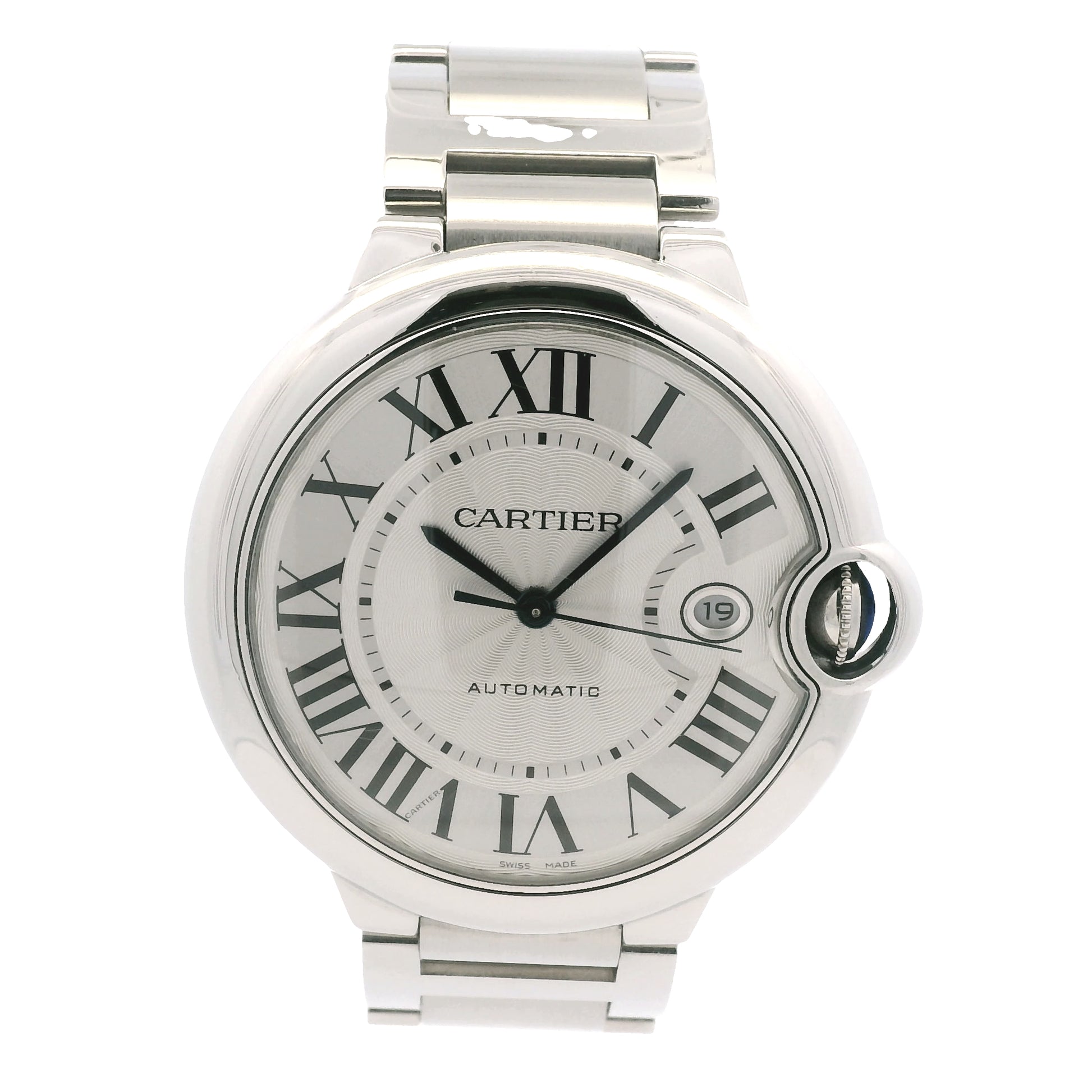 Cartier Ballon Bleu 42mm Silver Roman Dial Watch