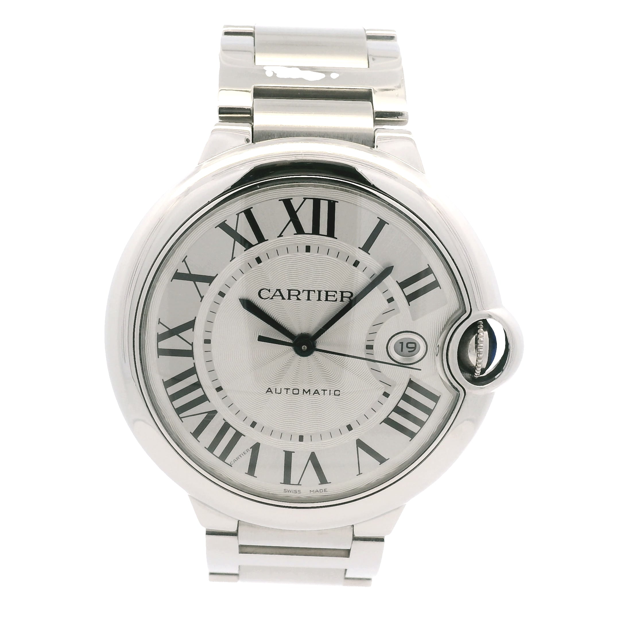 Cartier Ballon Bleu 42mm Silver Roman Dial Watch
