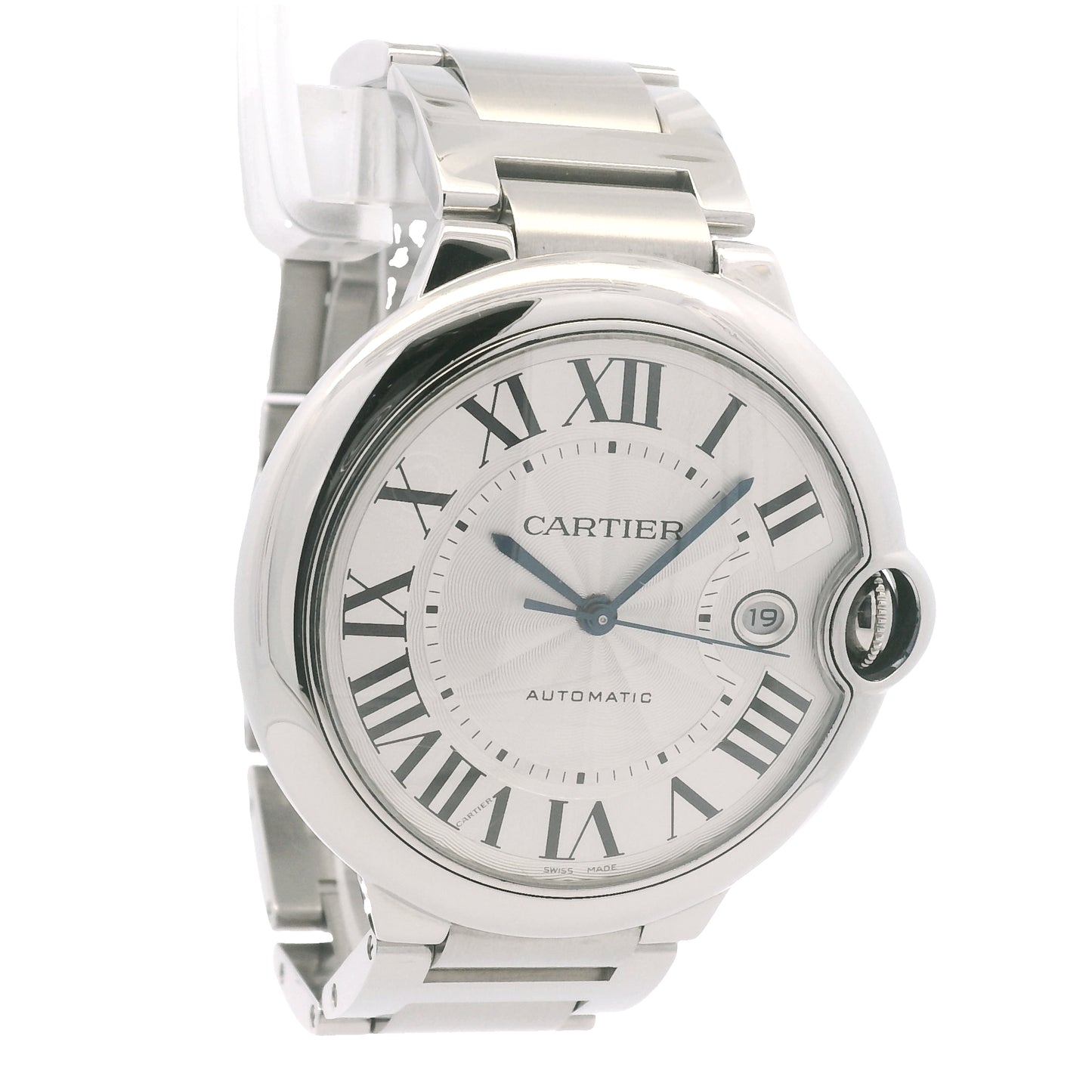 Cartier Ballon Bleu 42mm Silver Roman Dial Watch