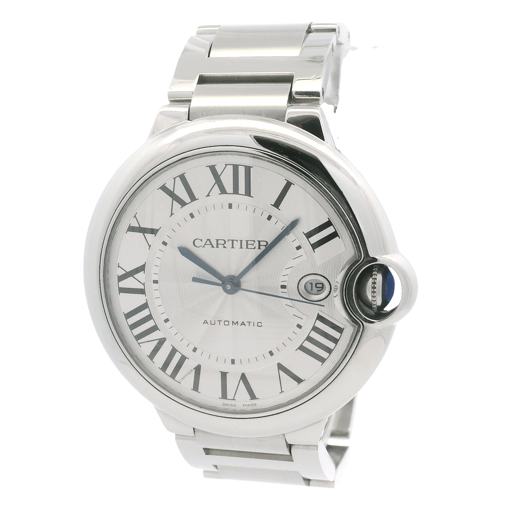 Cartier Ballon Bleu 42mm Silver Roman Dial Watch