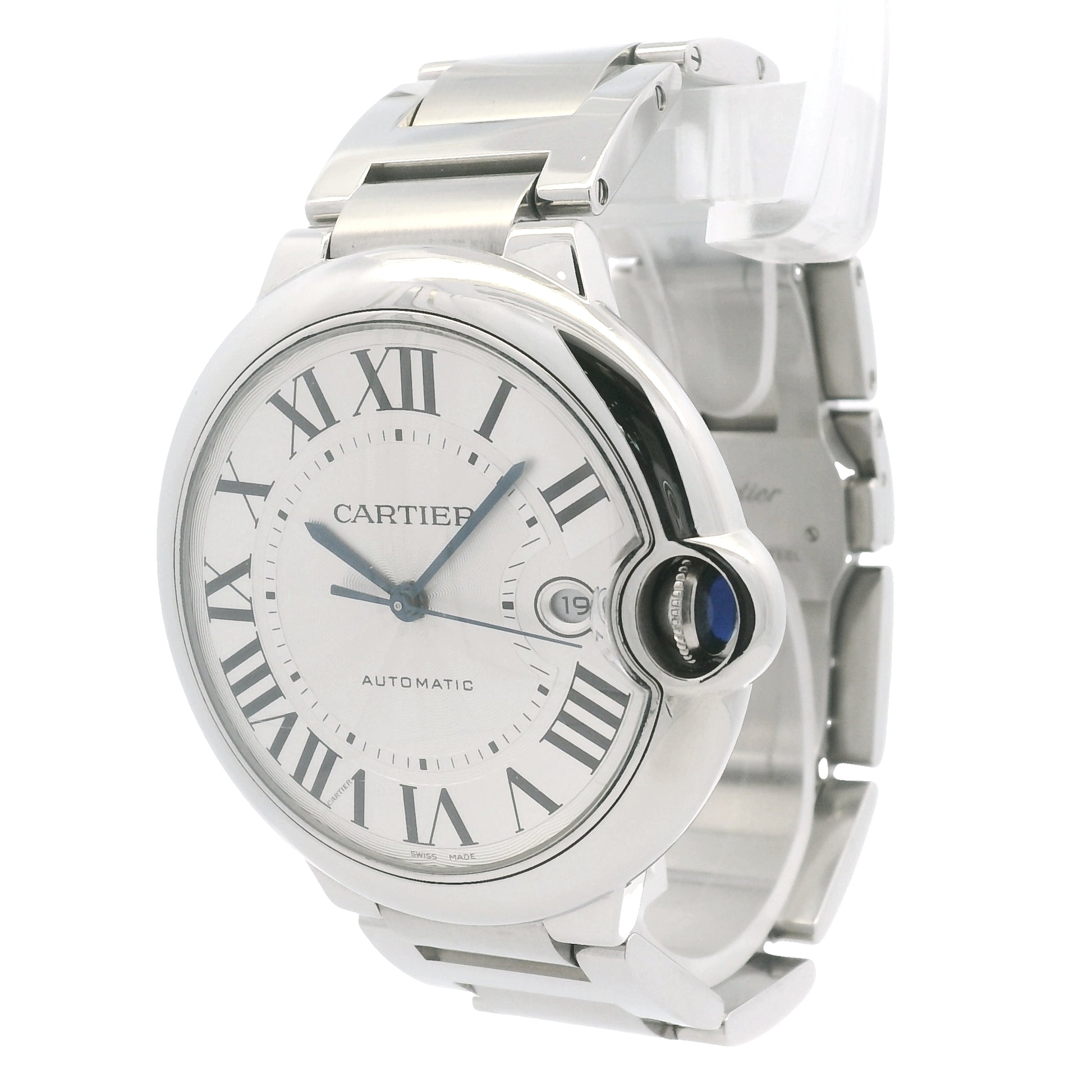 Cartier Ballon Bleu 42mm Silver Roman Dial Watch
