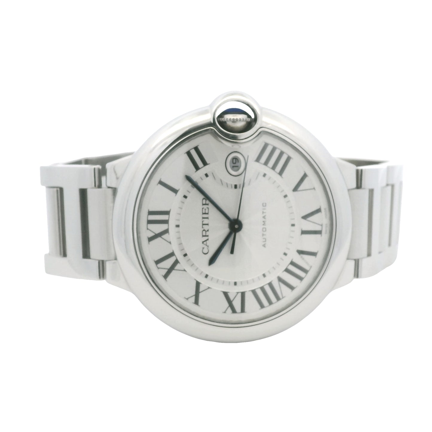 Cartier Ballon Bleu 42mm Silver Roman Dial Watch