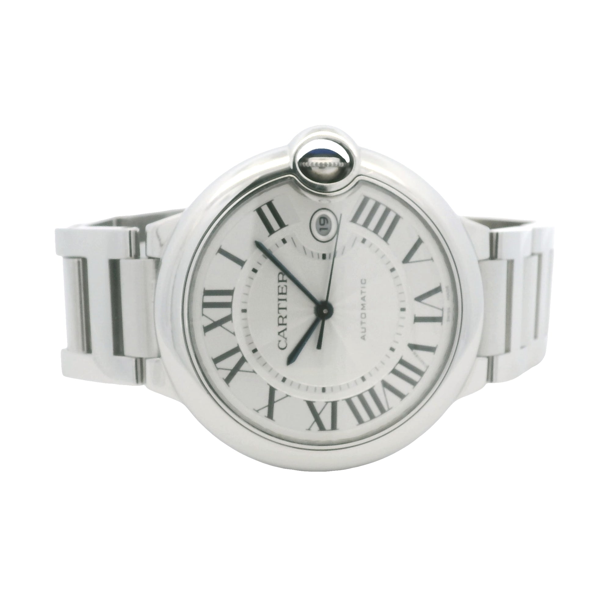 Cartier Ballon Bleu 42mm Silver Roman Dial Watch