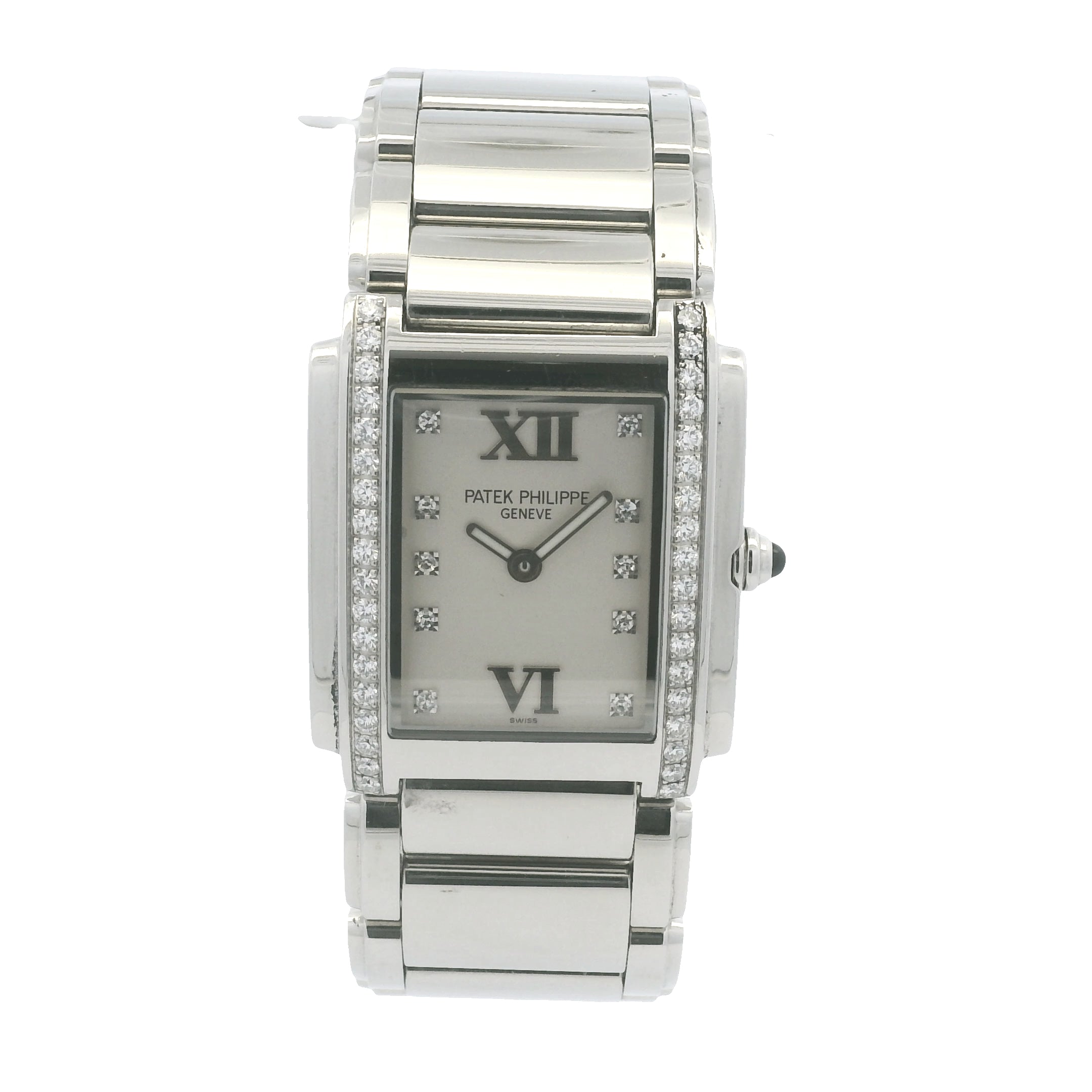Patek Philippe 4910/010 Twenty-4 Stainless Steel Diamond Bezel White Diamond Dial Watch
