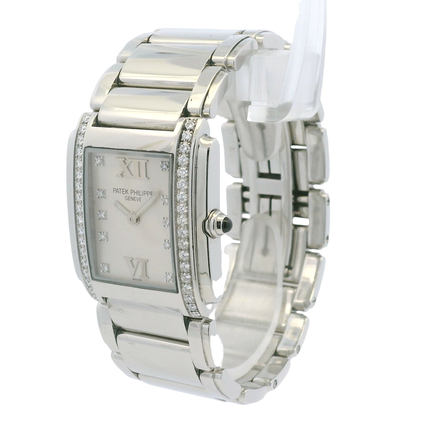 Patek Philippe 4910/010 Twenty-4 Stainless Steel Diamond Bezel White Diamond Dial Watch