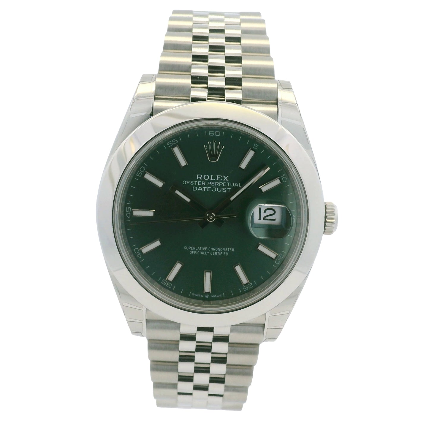 Rolex 126300 Datejust Stainless Steel Mint Green Stick Dial 41mm Watch