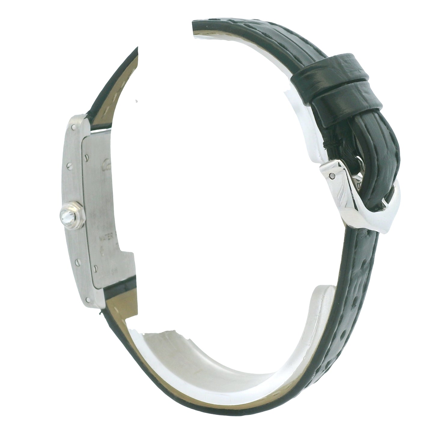 Cartier Tank 2489 18k White Gold Diamond Bezel Ladies Watch