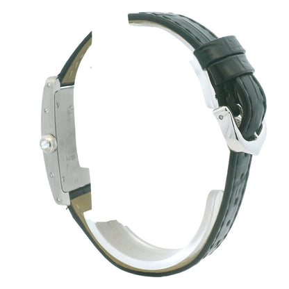 Cartier Tank 2489 18k White Gold Diamond Bezel Ladies Watch