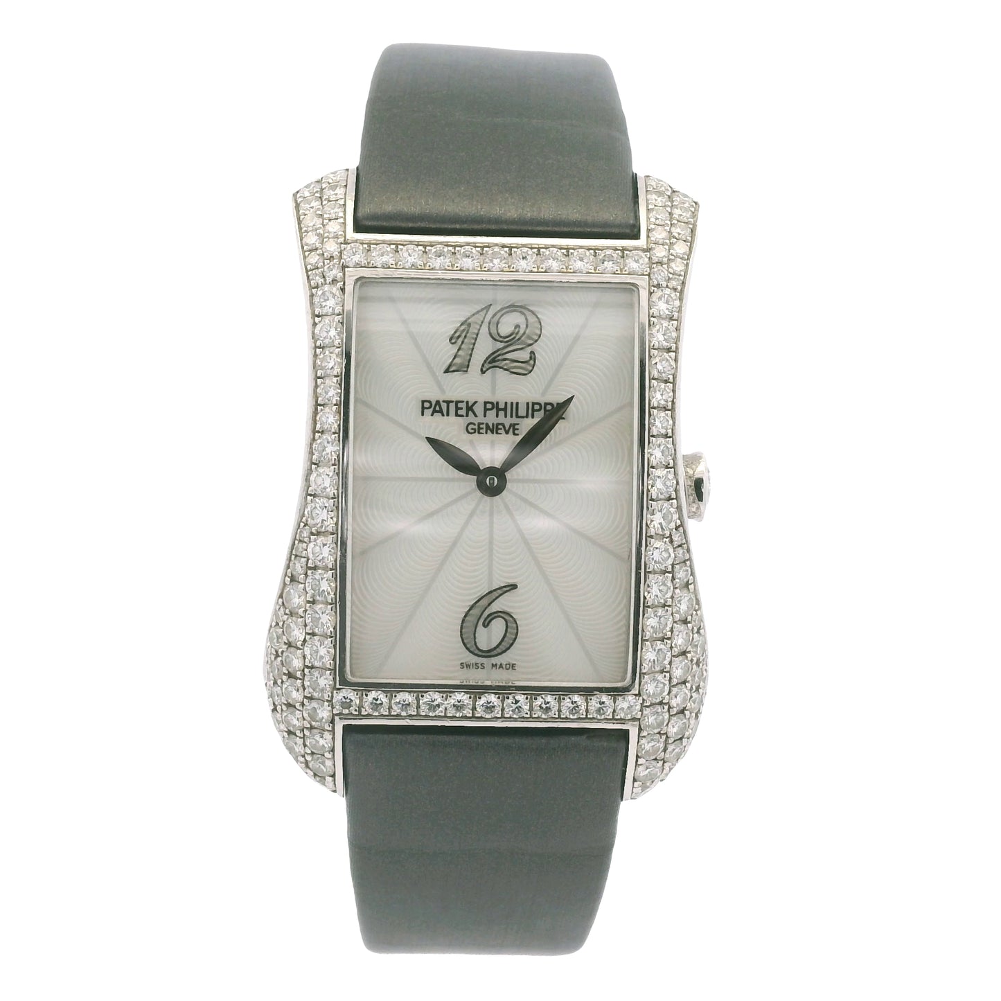 Patek Philippe 4973G Gondolo 18k White Gold Pave Diamond Ladies Watch